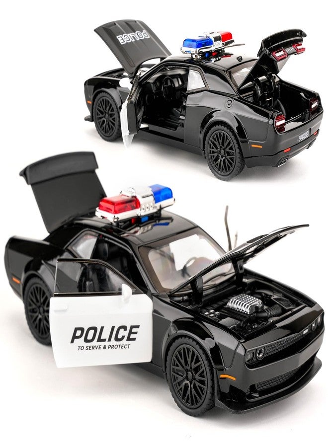 BDTCTK Dodge Challenger Hellcat Police Car Model Toy - Alloy Pull-Back Vehicle with Sound & Light Effects, for Kids Boys & Girls Ages 3+ - Image 5